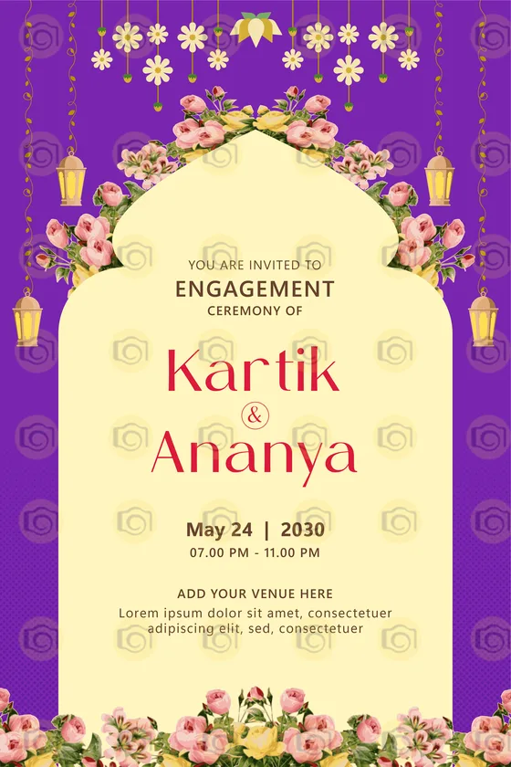 Pink Theme Stylish Wedding Invitation Card Template With Decorative Elements
